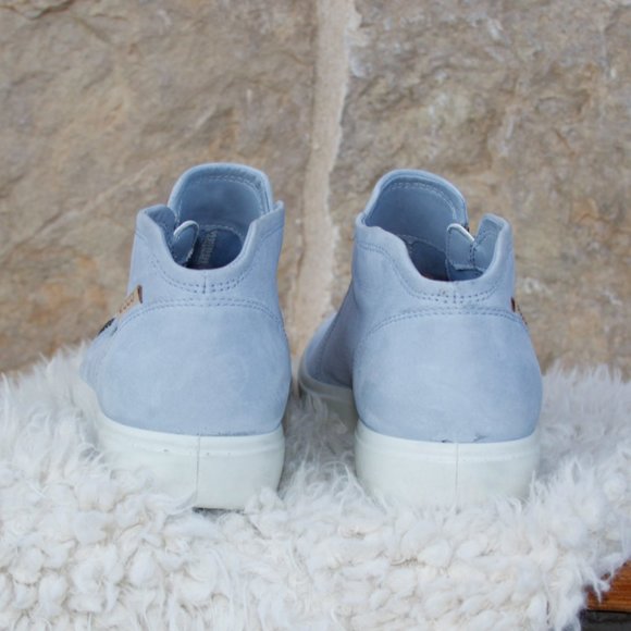 Ecco Pale Blue Low Bootie Size Zip Suede Leather Boot Sneaker Size 10 - Picture 4 of 12